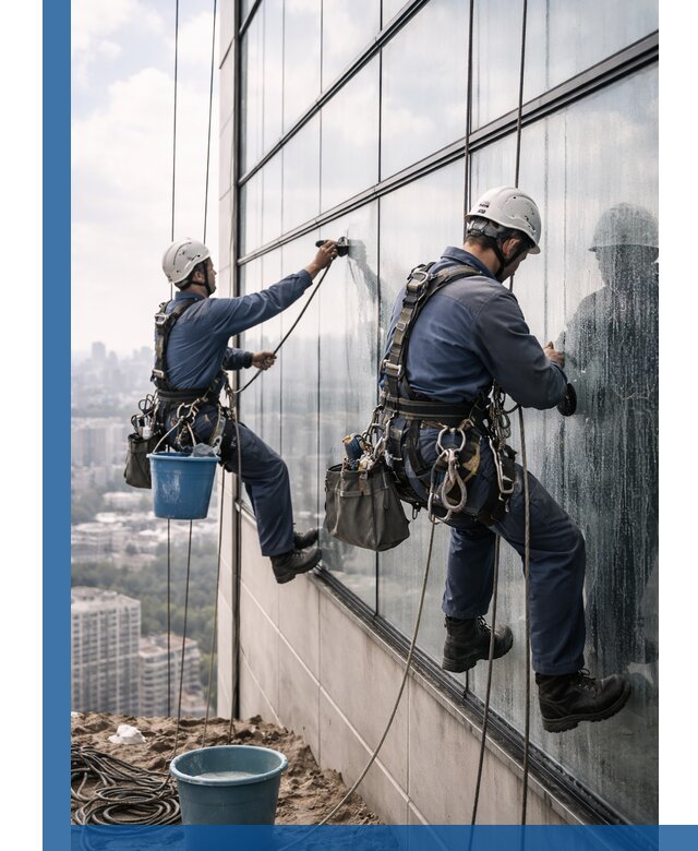 Профессиональная мойка фасадных окон альпинистами в Тутаеве