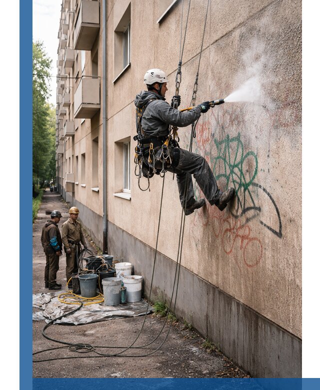 Удаление граффити с фасада в Тутаеве без следов и повреждений