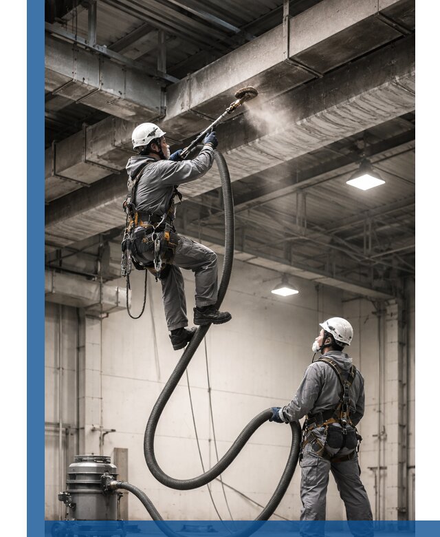 Обеспыливание потолочных конструкций в Тутаеве промышленным альпинизмом