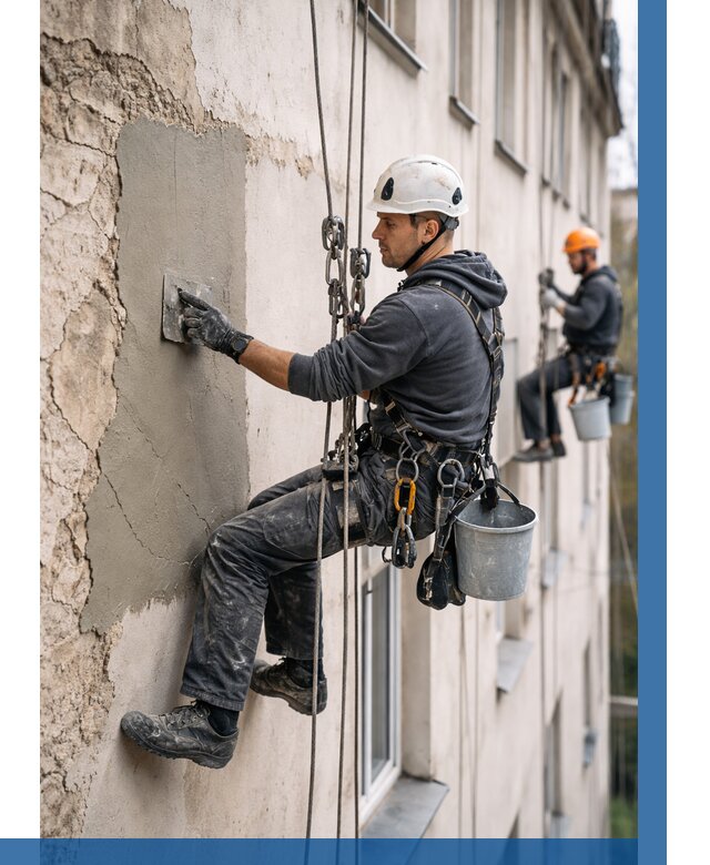 Восстановление штукатурки фасада в Тутаеве от 1258 р. | ВЫСОТНИК-Ттв