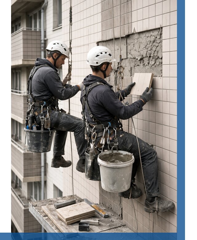 Ремонт облицовки фасада плиткой в Тутаеве от 1887 р. | ВЫСОТНИК-Ттв