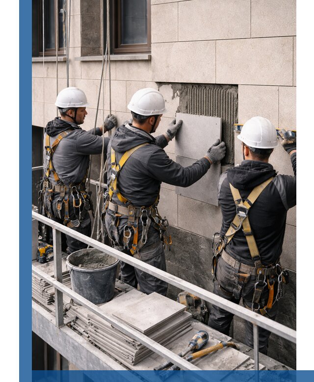 Ремонт облицовки фасада плиткой в Тутаеве с гарантией