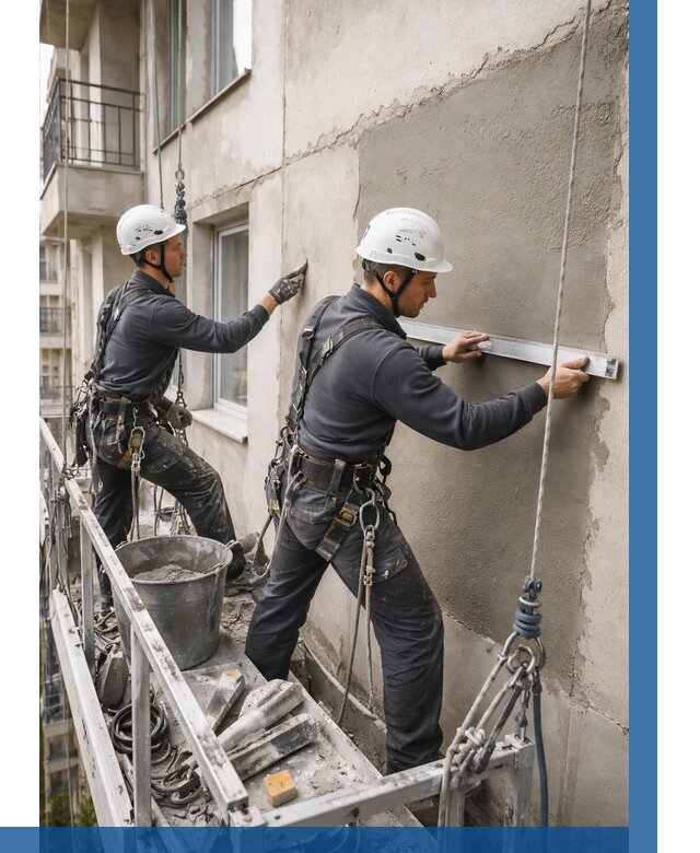 Штукатурка фасада на высоте в Тутаеве от 944 р. | ВЫСОТНИК-Ттв