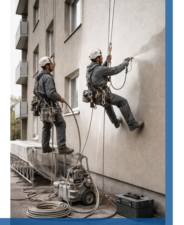 Безвоздушная покраска фасада в Тутаеве от 231 р/м² | ВЫСОТНИК-Ттв