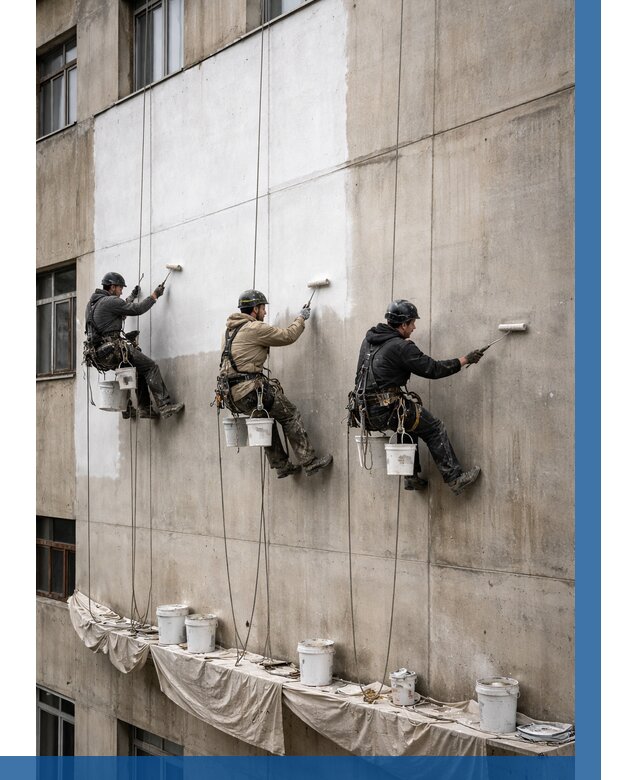 Покраска бетонного фасада в Тутаеве от 367 р за м2 | ВЫСОТНИК-Ттв