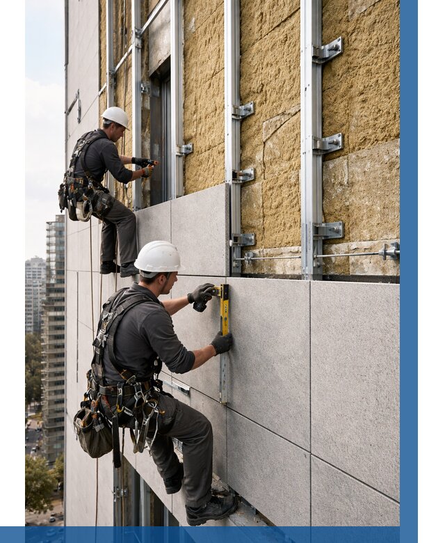 Монтаж вентилируемого фасада в Тутаеве от 3669 р. | ВЫСОТНИК-Ттв