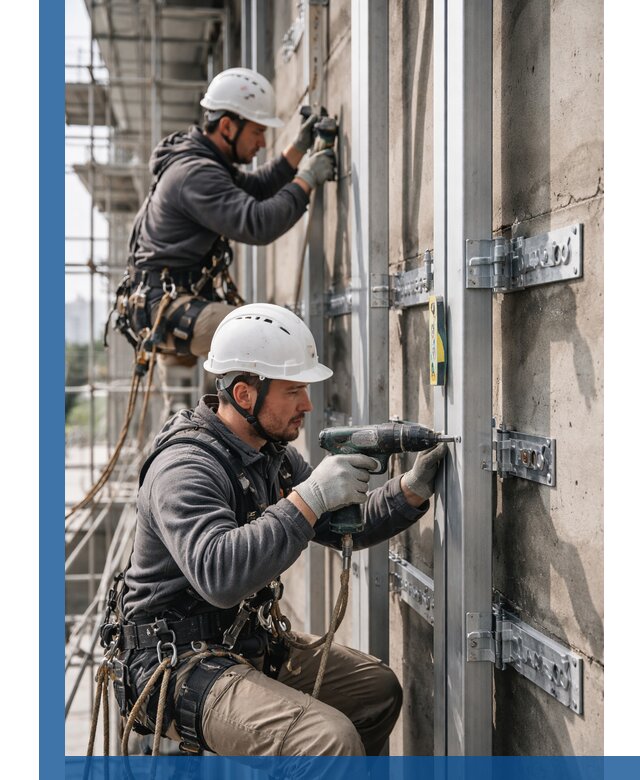 Монтаж и крепление подсистемы вентфасада в Тутаеве