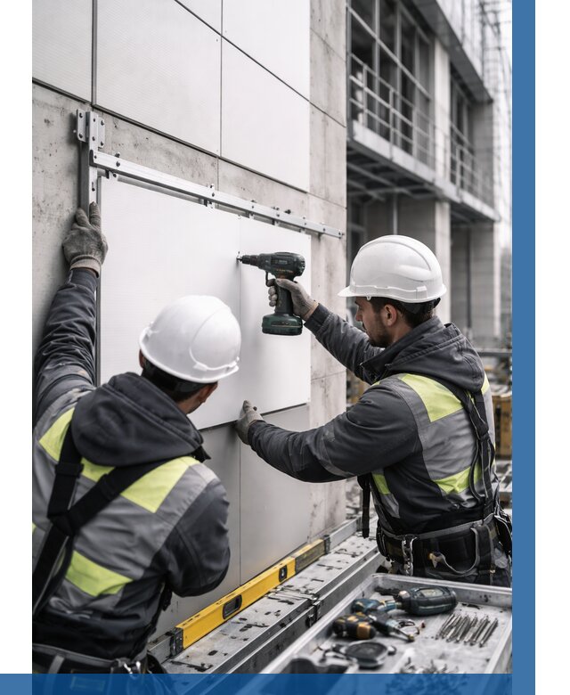 Монтаж композитных панелей фасада в Тутаеве от 2621 р. | ВЫСОТНИК-Ттв