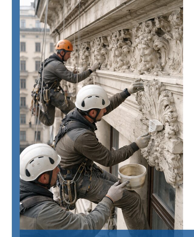 Реставрация фасадной лепнины с высотными работами в Тутаеве