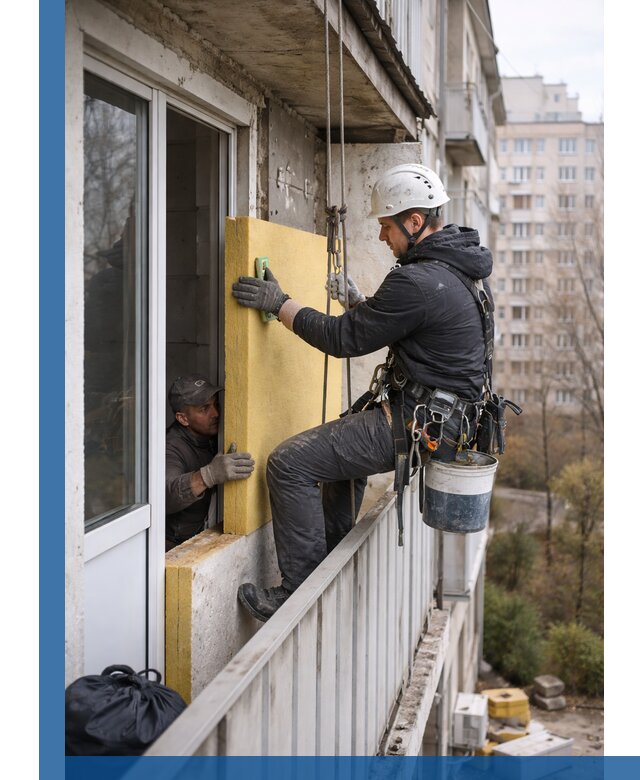 Профессиональное утепление балкона снаружи в Тутаеве под ключ