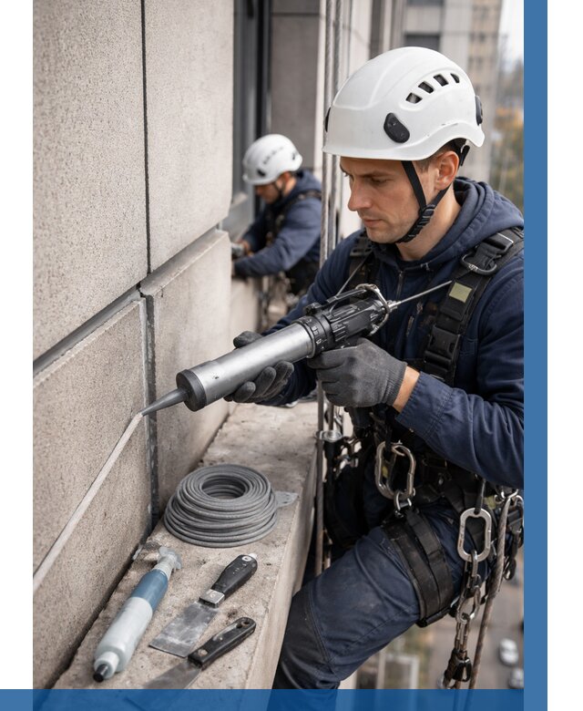 Герметизация деформационных швов фасада в Тутаеве от 734 | ВЫСОТНИК-Ттв