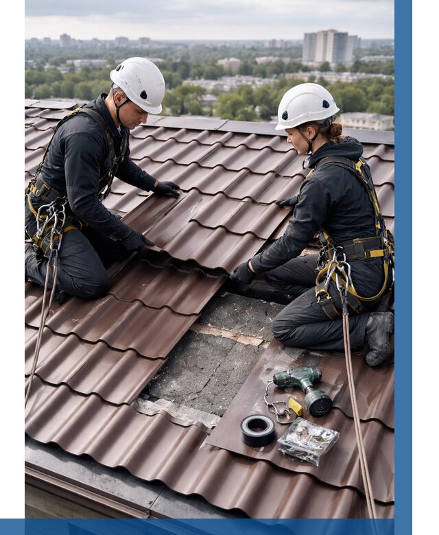 Ремонт металлочерепицы на крыше в Тутаеве от 944 р. | ВЫСОТНИК-Ттв