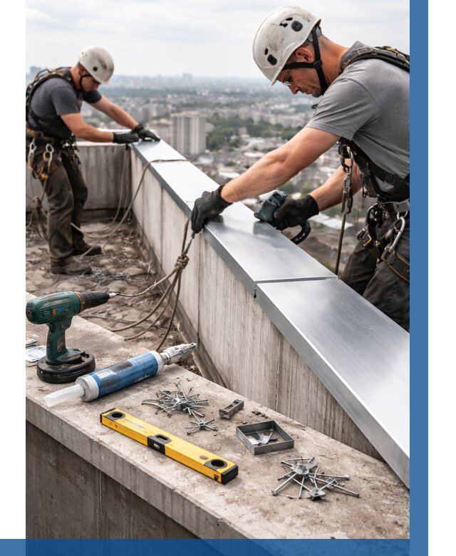 Монтаж парапетных крышек в Тутаеве от 839 р. | ВЫСОТНИК-Ттв