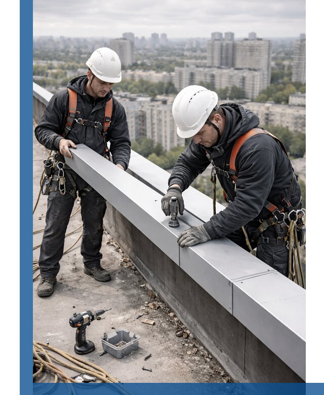 Монтаж парапетных крышек и ограждений кровли в Тутаеве