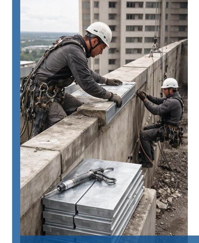 Замена парапетных крышек и установка новых в Тутаеве