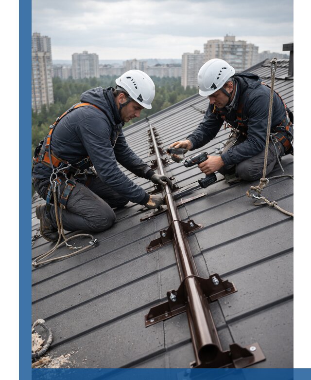 Монтаж снегозадержателей на кровле зданий в Тутаеве под ключ