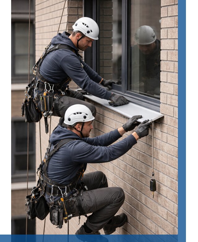 Монтаж оконных отливов под ключ в Тутаеве от 3669 р. | ВЫСОТНИК-Ттв