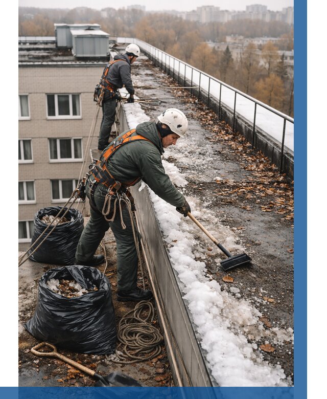 Очистка кровли по периметру в Тутаеве от 577 р. | ВЫСОТНИК-Ттв