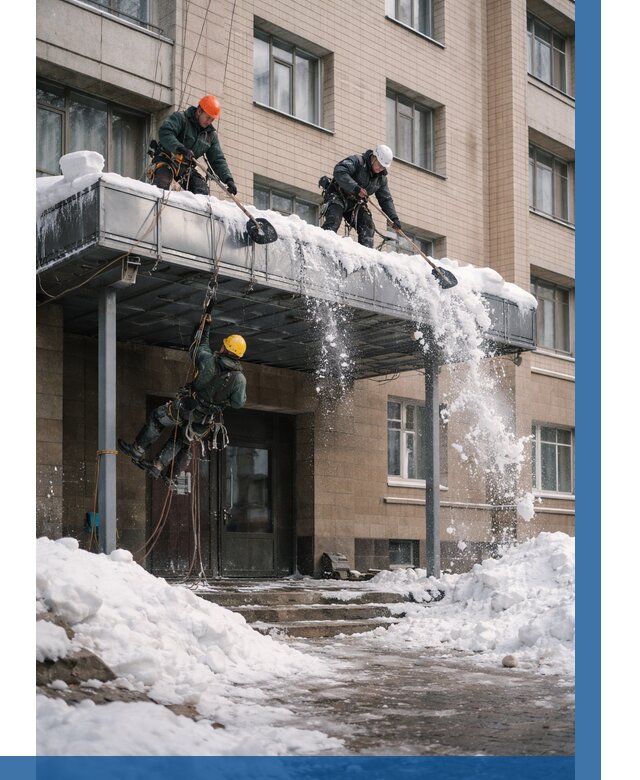 Очистка козырьков от снега в Тутаеве от 3669 р. | ВЫСОТНИК-Ттв