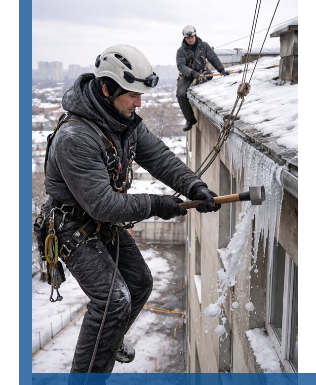 Сбивание и удаление сосулек с крыши в Тутаеве безопасно