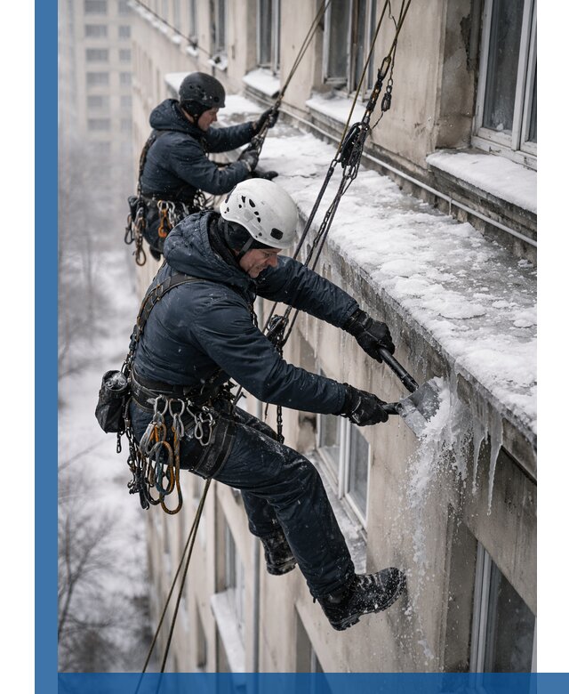 Удаление наледи и сосулек с карнизов в Тутаеве профессионально