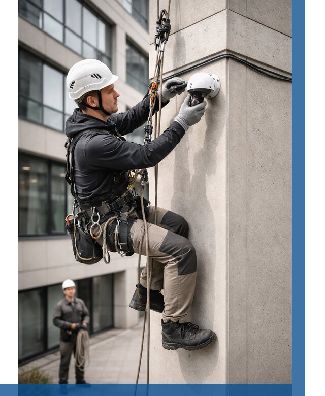 Монтаж камер видеонаблюдения на фасаде в Тутаеве от 8911 р.-ВЫСОТНИК-Ттв