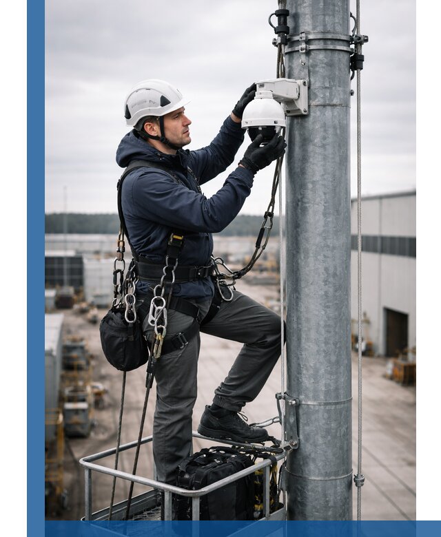 Профессиональная установка видеокамер на мачте в Тутаеве