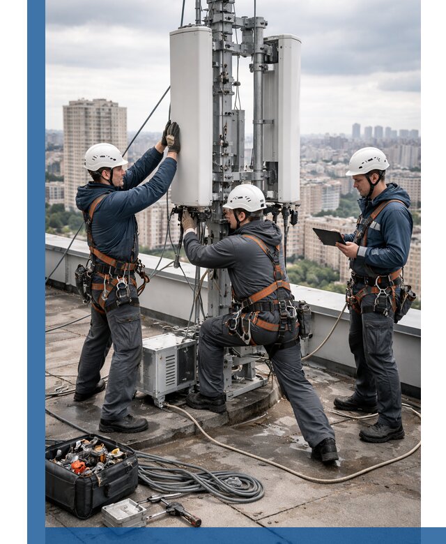 Монтаж антенн связи на крыше в Тутаеве с вводом в эксплуатацию