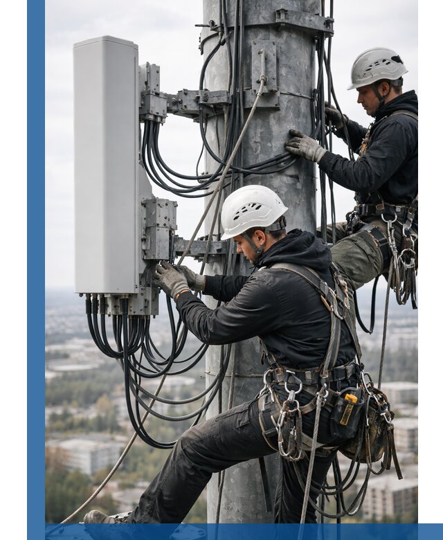 Монтаж оборудования связи на мачте в Тутаеве с пусконаладкой