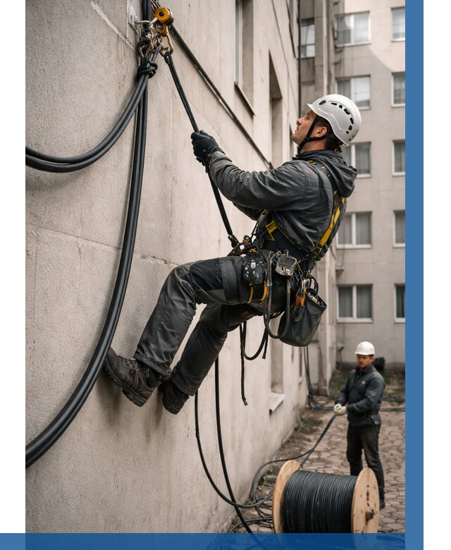 Протяжка кабеля питания на высоте в Тутаеве от 472 р. | ВЫСОТНИК-Ттв