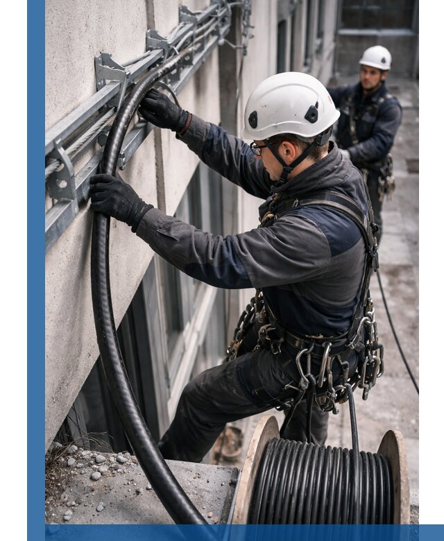 Протяжка кабеля питания на высоте в Тутаеве с гарантией безопасности и качества