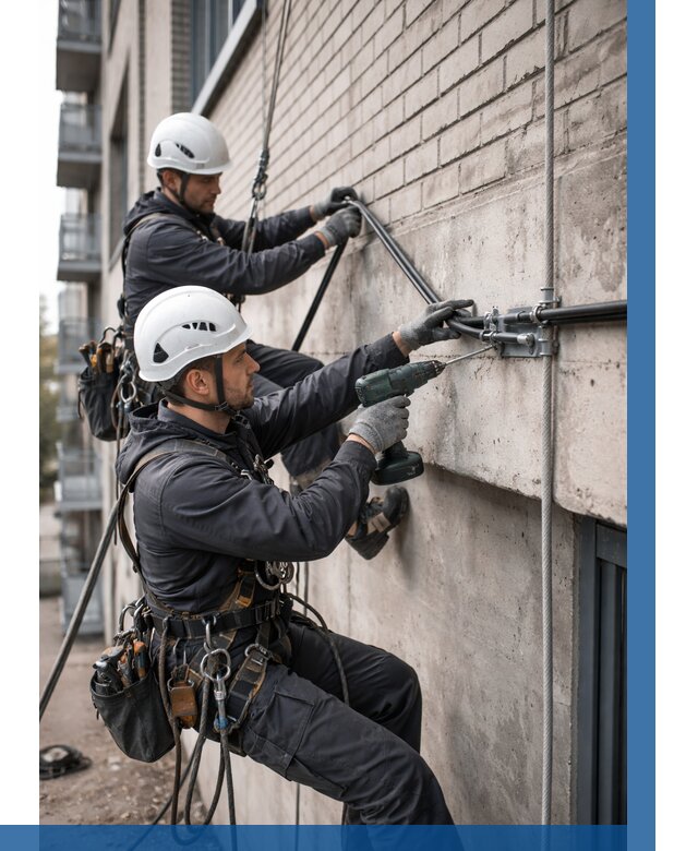 Крепление кабеля на фасаде в Тутаеве от 367 р. | ВЫСОТНИК-Ттв