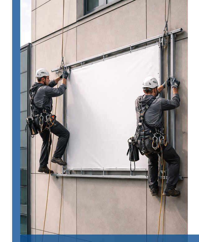 Монтаж наружной рекламной вывески в Тутаеве под ключ