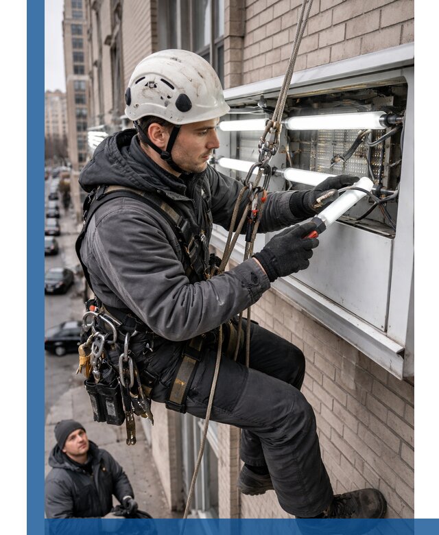 Профессиональная замена ламп в наружной вывеске в Тутаеве