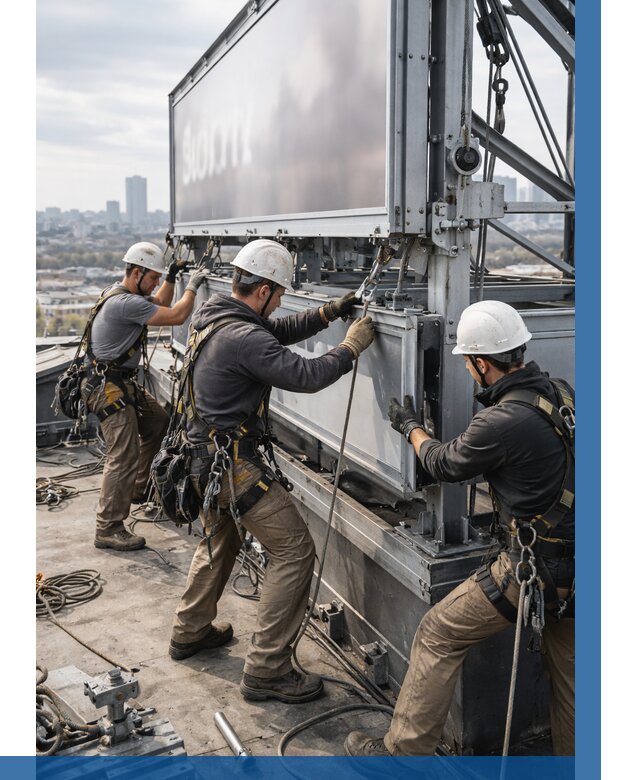 Монтаж крышной рекламной конструкции в Тутаеве от 62904 р.|ВЫСОТНИК-Ттв