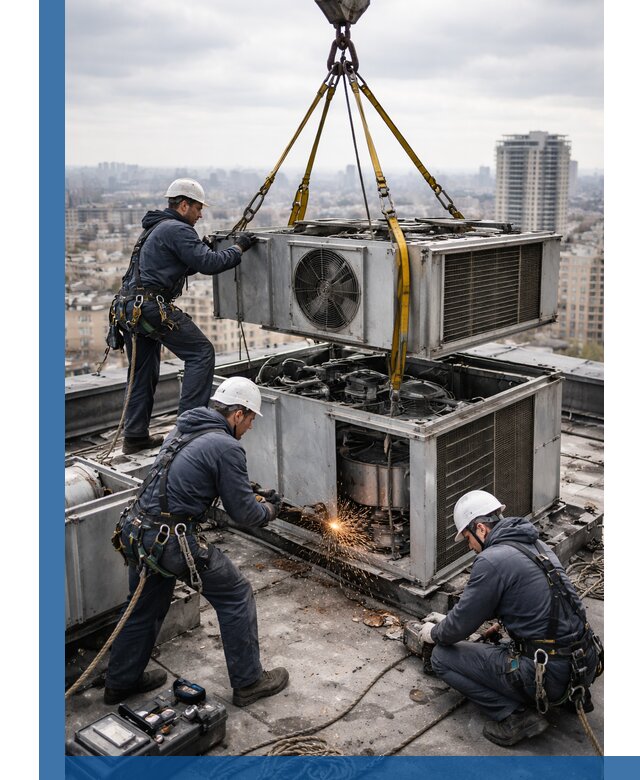 Демонтаж крышной установки в Тутаеве любой сложности