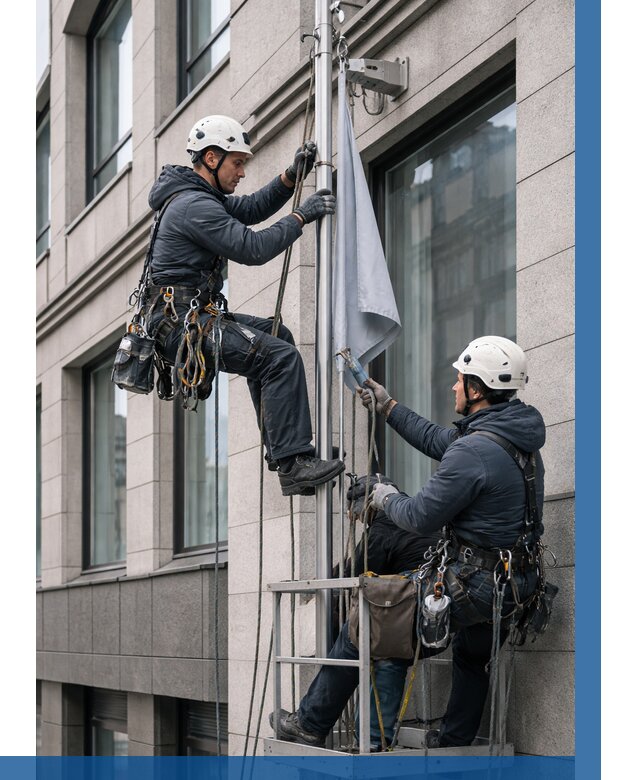 Установка флагов на фасаде в Тутаеве от 4718 р. | ВЫСОТНИК-Ттв