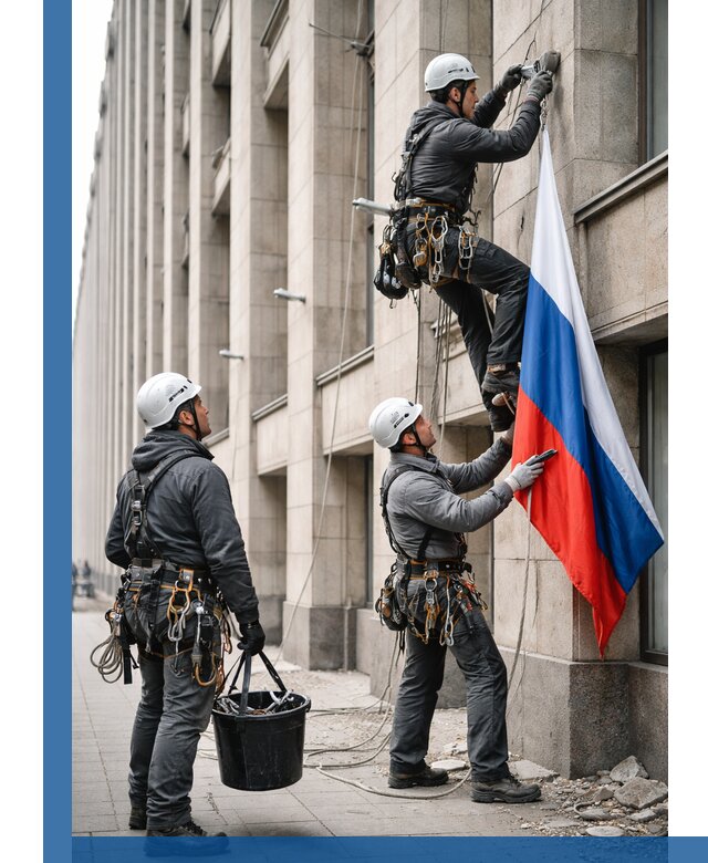 Профессиональная установка флагов на фасаде в Тутаеве