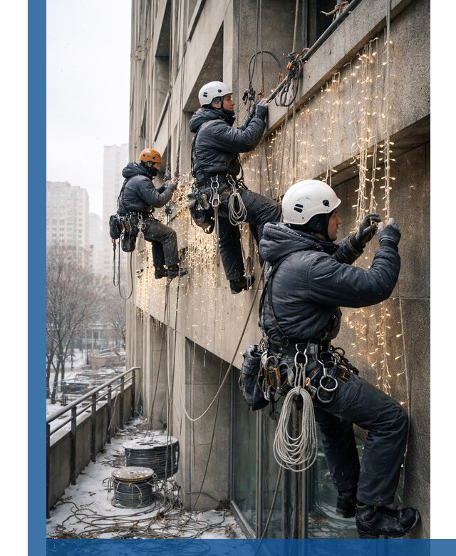 Монтаж новогодней иллюминации и украшение фасадов в Тутаеве