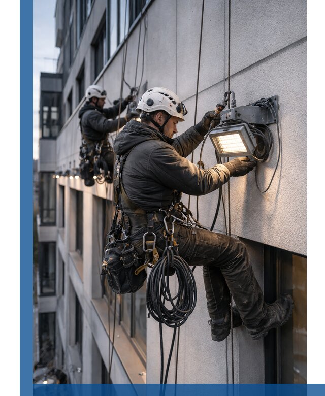 Монтаж фасадного освещения в Тутаеве установка и подключение