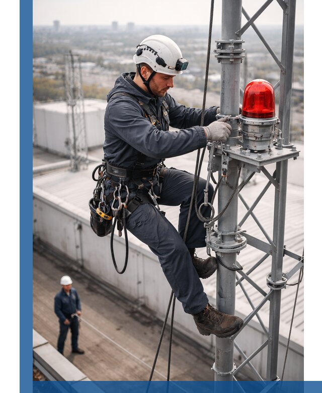 Монтаж заградительных огней и обслуживание объектов в Тутаеве