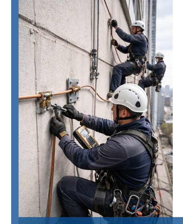 Монтаж системы заземления здания и молниезащиты в Тутаеве