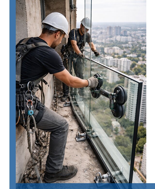 Монтаж стеклянных ограждений под ключ с гарантией в Тутаеве