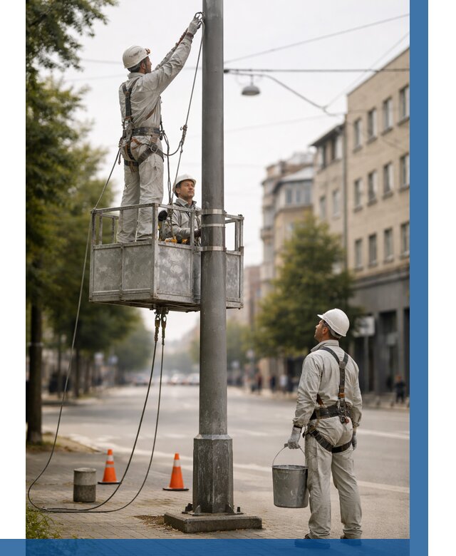 Покраска опор освещения в Тутаеве от 5242 р. | ВЫСОТНИК-Ттв