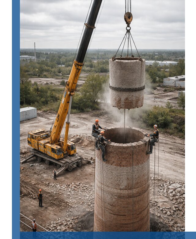 Демонтаж дымовой трубы в Тутаеве с гарантиями безопасности