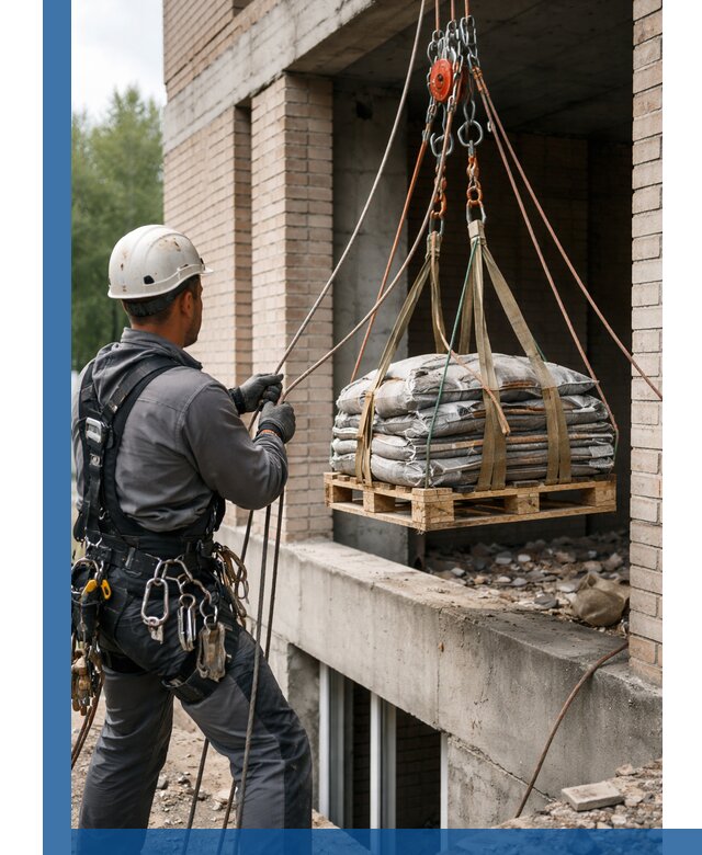 Подъем материалов на этаж веревками в Тутаеве оперативно
