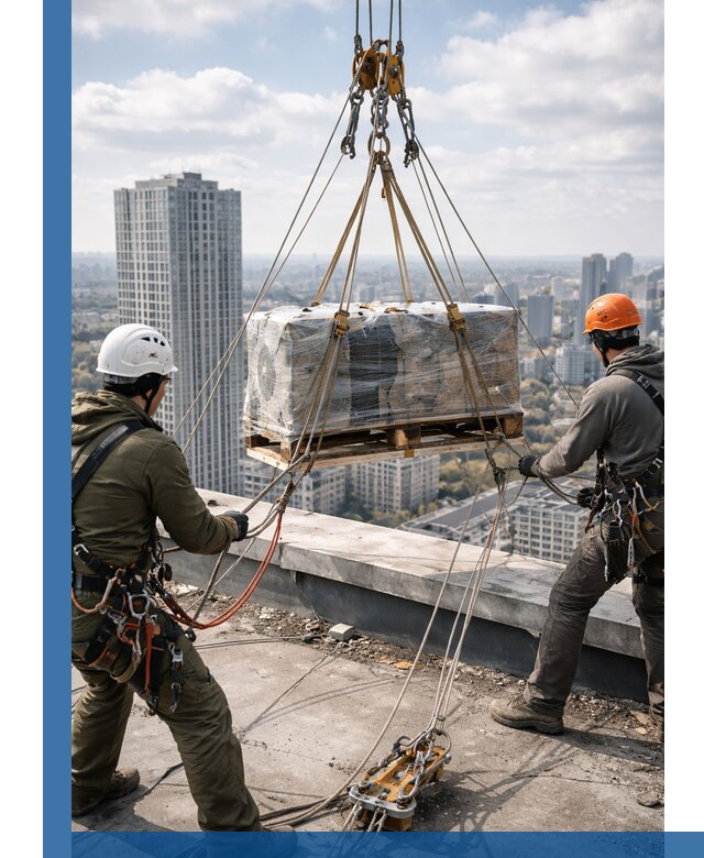 Подъем и монтаж крупногабаритных грузов на крышу в Тутаеве
