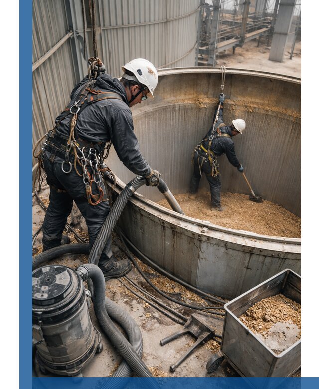 Профессиональная чистка зерновых бункеров в Тутаеве с выездом