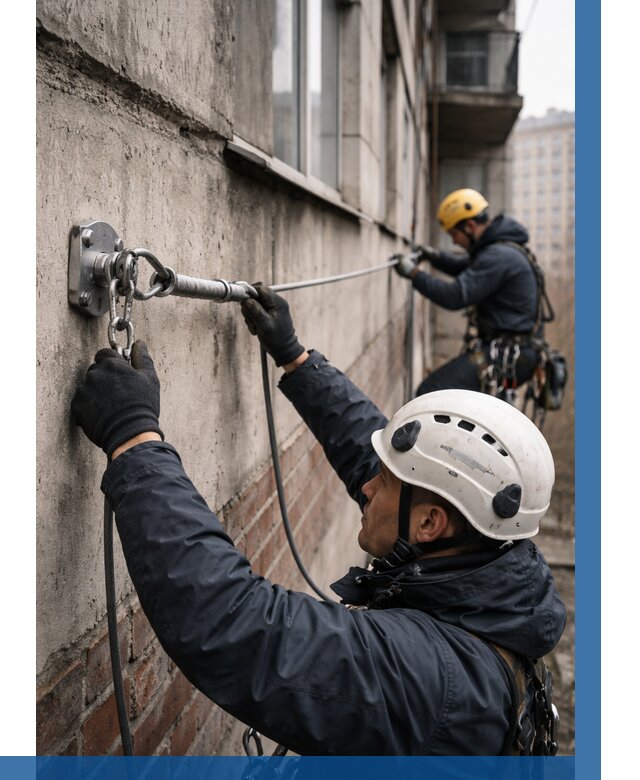 Монтаж анкерных линий в Тутаеве от 3145 р. | ВЫСОТНИК-Ттв