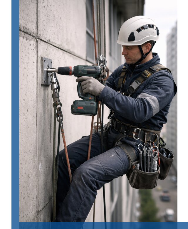 Установка анкерных точек для высотных работ в Тутаеве